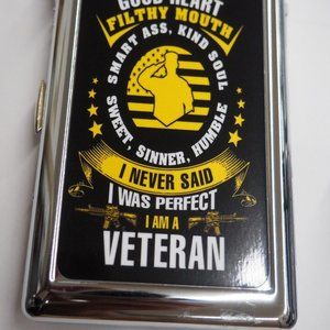 Cool Veteran Cigarette Case ith Built In Butane Lighter